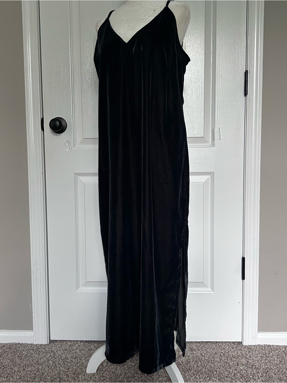 Old Navy Velvet Slip Dress with Side Slit Midnight Blue Size Large - Picture 2 of 9